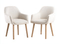 Sillas de comedor tapizadas 58x60x82 cm color beige con reposabrazos y patas de madera diseño moderno