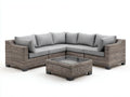 Conjunto de sofás de exterior de ratán sintético 260 x 260 x 74 cm - gris topo y gris claro - sofá esquinero con mesa baja