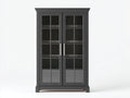 Vitrina de vidrio 100x40x180 cm color negro con 2 puertas de vidrio y estantes interiores diseño moderno