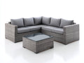 Sofás de exterior de ratán sintético 230x230x74 cm - Gris - Conjunto esquinero con mesa de vidrio