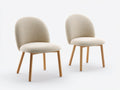 Sillas de comedor de tejido texturizado 56x51x82 cm - Beige - Juego de 2 con patas de madera