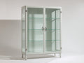 Vitrinas de salón blanca con puertas de cristal 120x40x180 cm estantes interiores diseño moderno para comedor y sala de estar