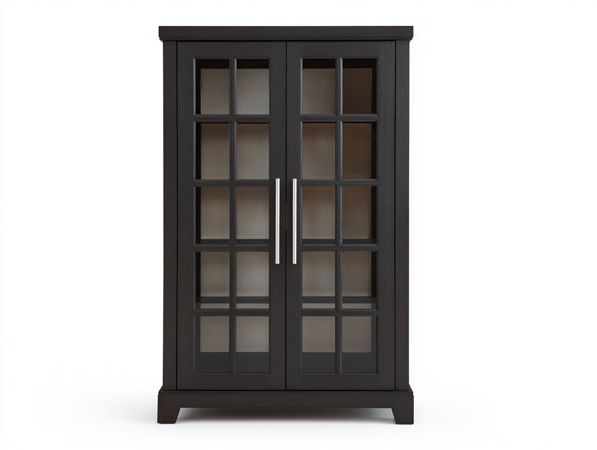 Vitrinas de madera manufacturada y vidrio 96 x 38 x 178 cm - Negro - 2 puertas acristaladas y diseño clásico