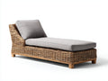 Tumbonas de exterior de ratán beige con base de madera 200x75x78 cm diseño reclinado para jardín y terraza