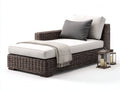 Tumbonas de exterior 195x90x80 cm de ratán sintético marrón con superficie acolchada blanca y respaldo alto diseño moderno