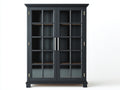 Vitrinas de salón negra con puertas de cristal 120x40x180 cm estantes interiores diseño moderno para comedor y sala de estar