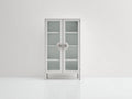 Vitrina de vidrio 90x35x180 cm color blanco con 2 puertas de vidrio y estantes interiores diseño moderno