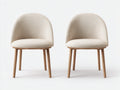 Sillas de comedor de tela texturizada 49 x 54 x 82 cm - Beige claro y madera natural - Juego de 2 con respaldo curvo y diseño moderno