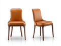 Sillas de comedor tapizadas en cuero sintético naranja con patas de madera 55x60x82 cm diseño moderno para comedor y salón