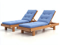 Tumbonas de madera 200x70x85 cm - Azul y madera natural - Juego de 2 con respaldo reclinable