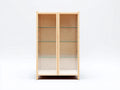 Vitrina de exposición 100 x 40 x 180 cm - madera clara - 2 puertas de vidrio y diseño minimalista