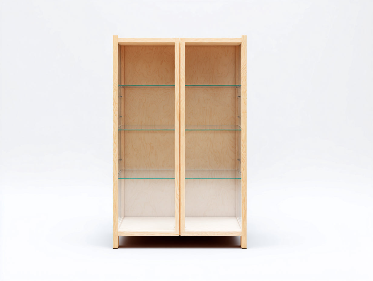 Vitrina de exposición 100 x 40 x 180 cm - madera clara - 2 puertas de vidrio y diseño minimalista