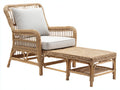 Tumbonas de ratán natural 170 x 80 x 98 cm - Natural y blanco - Con reposapiés independiente y diseño clásico