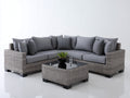 Sofás de exterior de ratán sintético 235x235x75 cm - Gris - Conjunto esquinero con mesa de vidrio